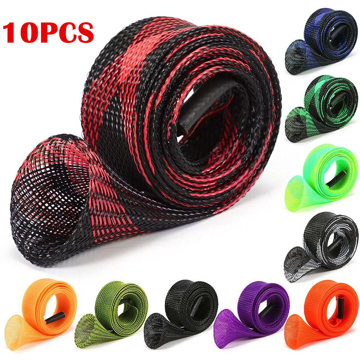 Fishing Rod Sock Mesh Covers Braided Pole Protectors - PET Wire 10PCS