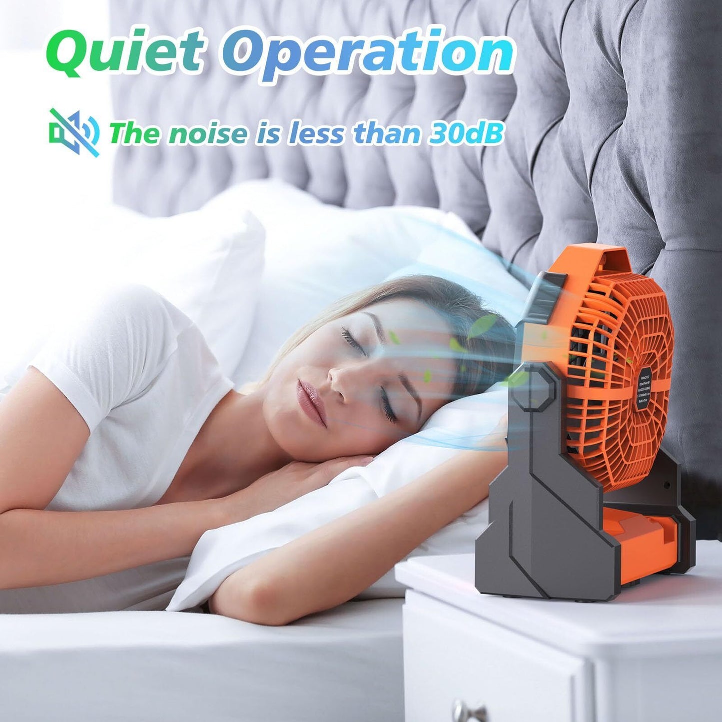 Portable Camping Fan with LED Light & Rechargeable Battery