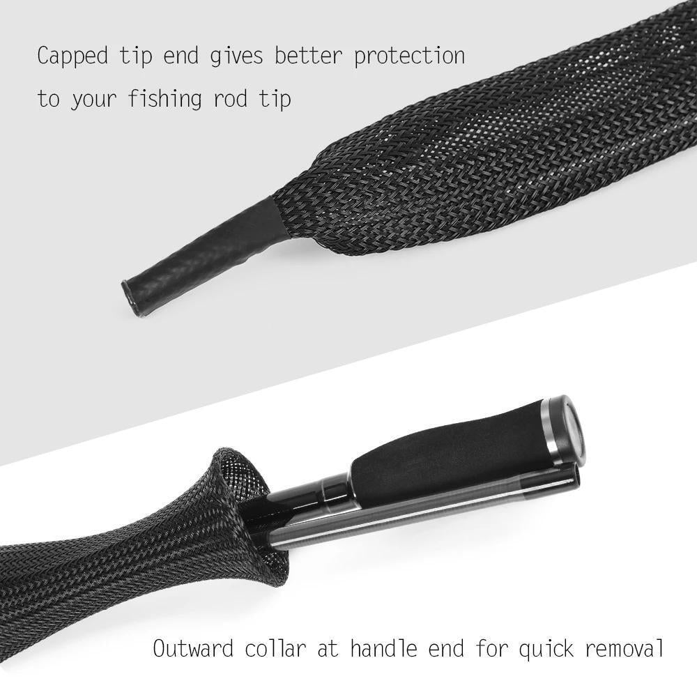 Fishing Rod Sock Mesh Covers Braided Pole Protectors - PET Wire 10PCS