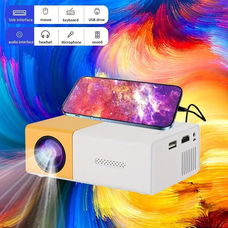 LED Home Theater Projector - Portable 600 Lumens Outdoor Use
