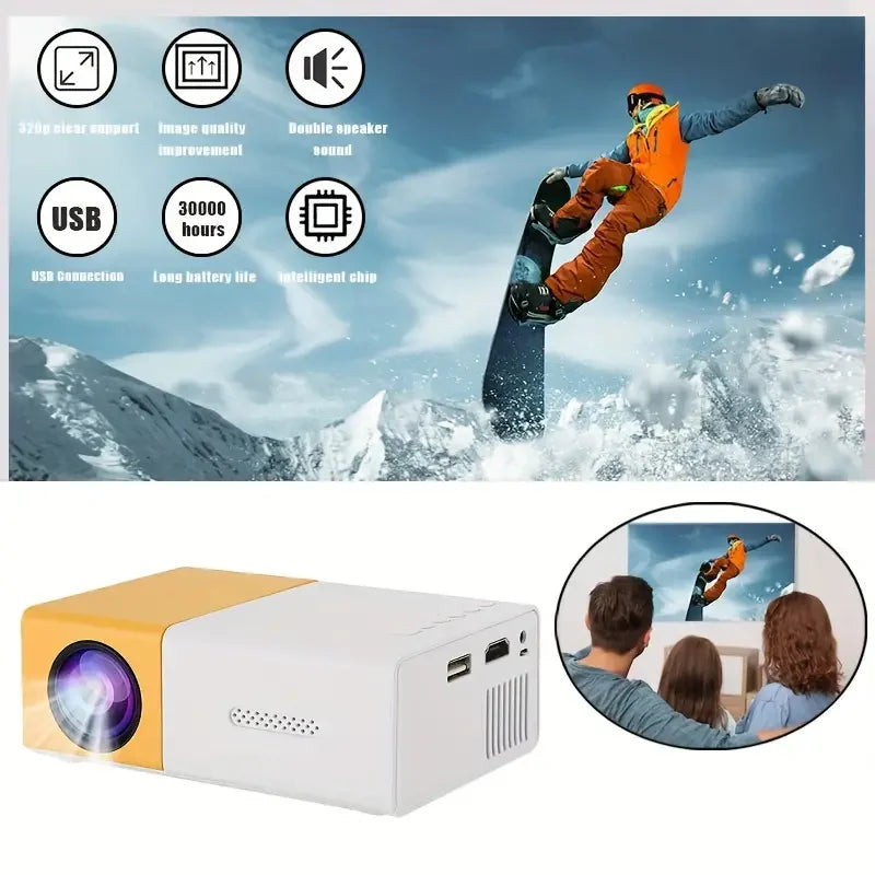 LED Home Theater Projector - Portable 600 Lumens Outdoor Use