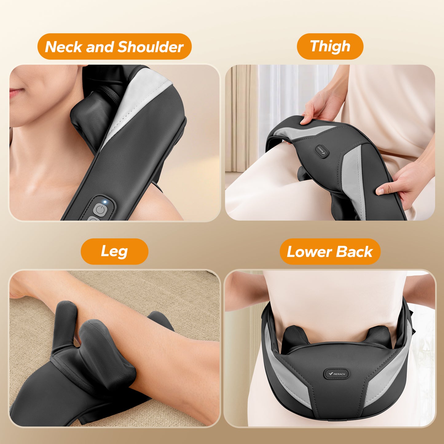 Cordless Neck Massager - Deep Tissue Shiatsu with Heat Relief