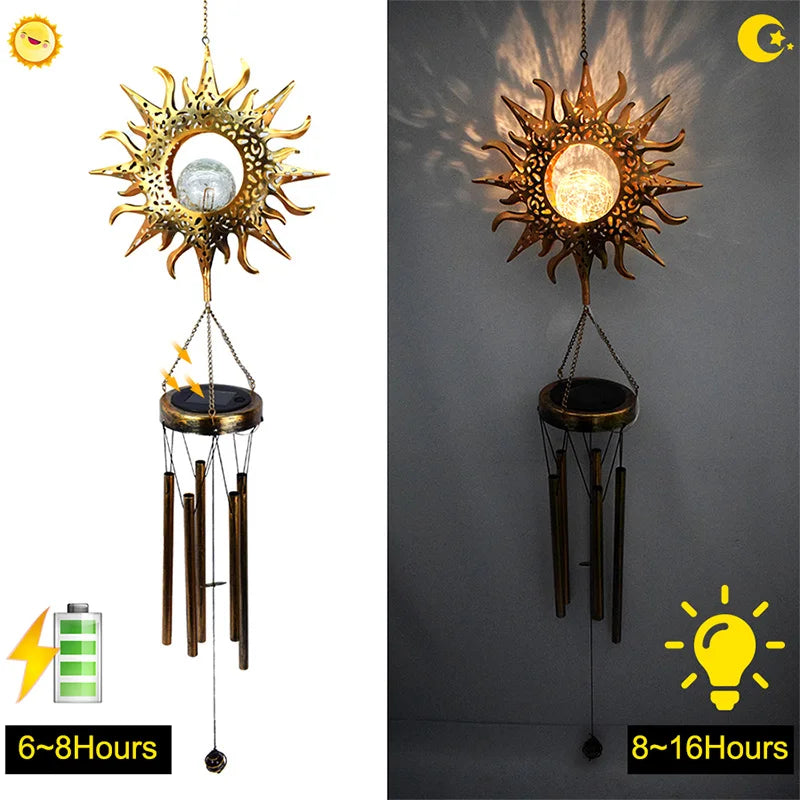 Solar Wind Chimes Outdoor Waterproof Copper Chimes Light