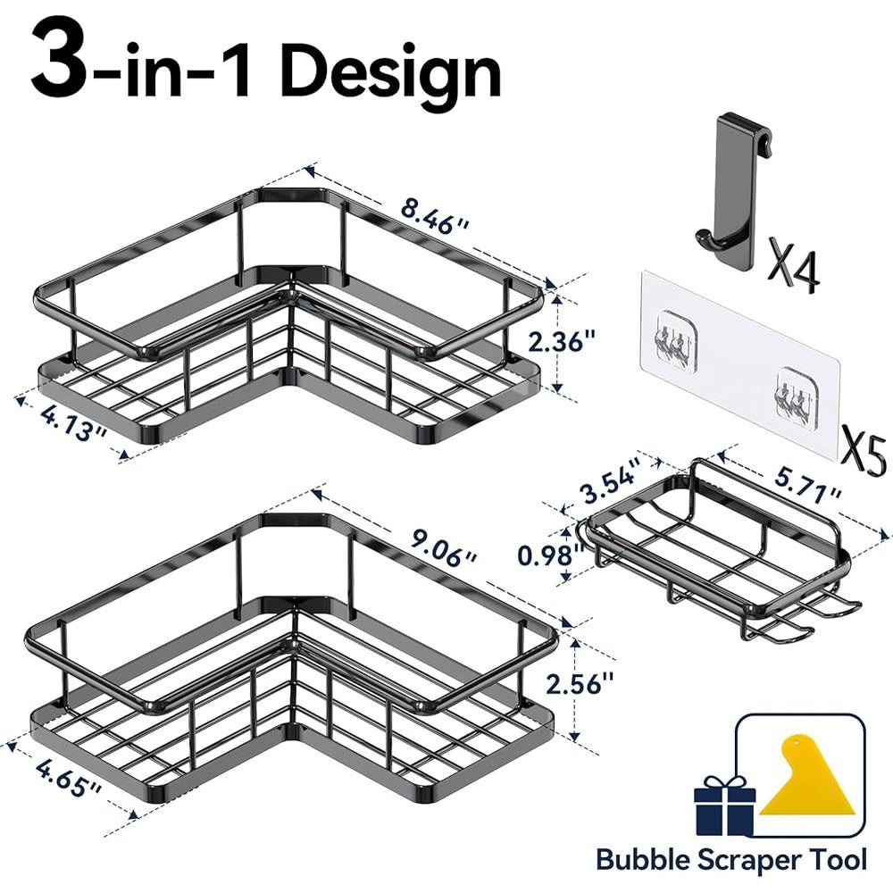 Rustproof Corner Shower Organizer - 3 Pack, Easy Install