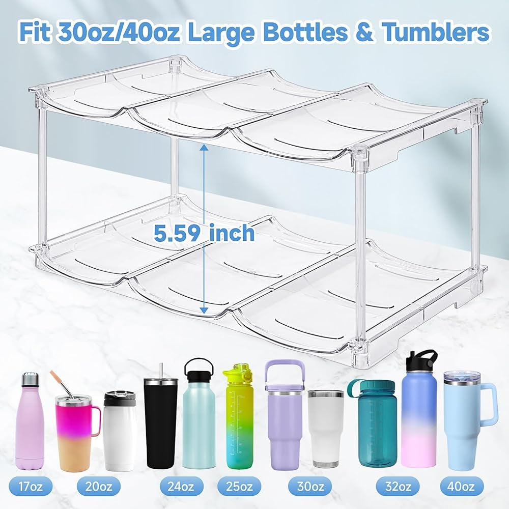 Stackable Water Bottle Organizer - Space Saver for Kitchen
