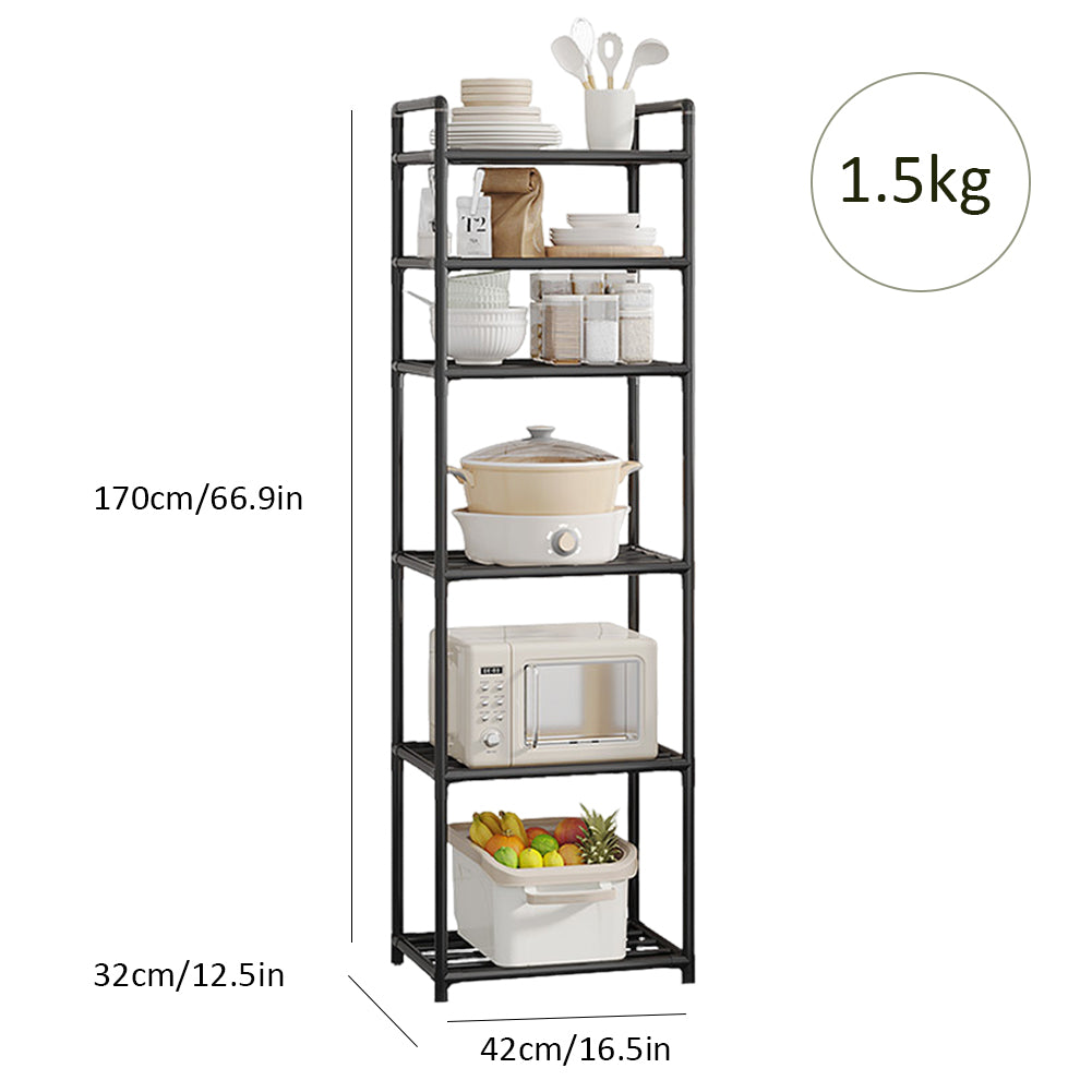 6 Tier Metal Storage Shelf - Versatile Kitchen & Bathroom Rack