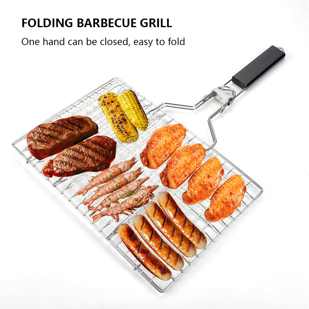 BBQ Grilling Basket Foldable Stainless Steel 8.6x12.6 Inch