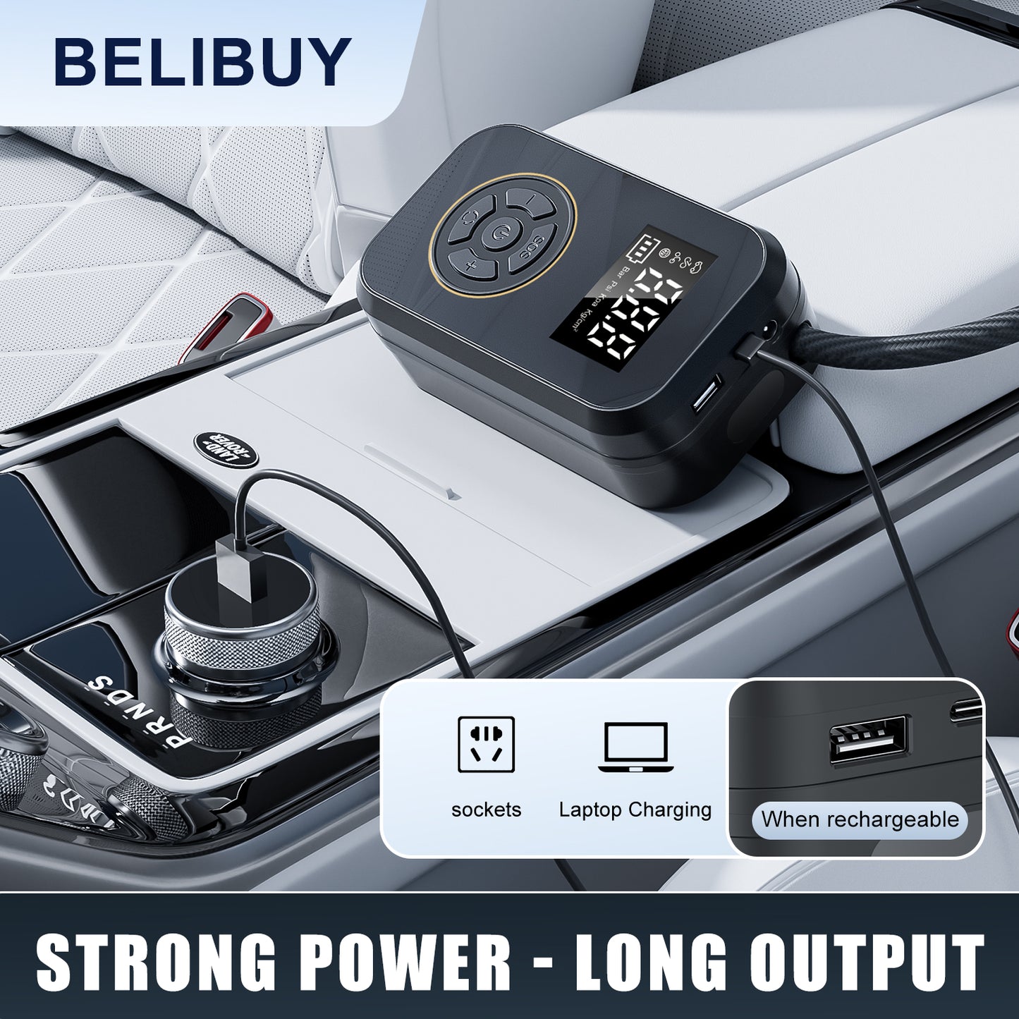 Portable Tire Inflator - Rapid Electric Air Pump with LCD Display