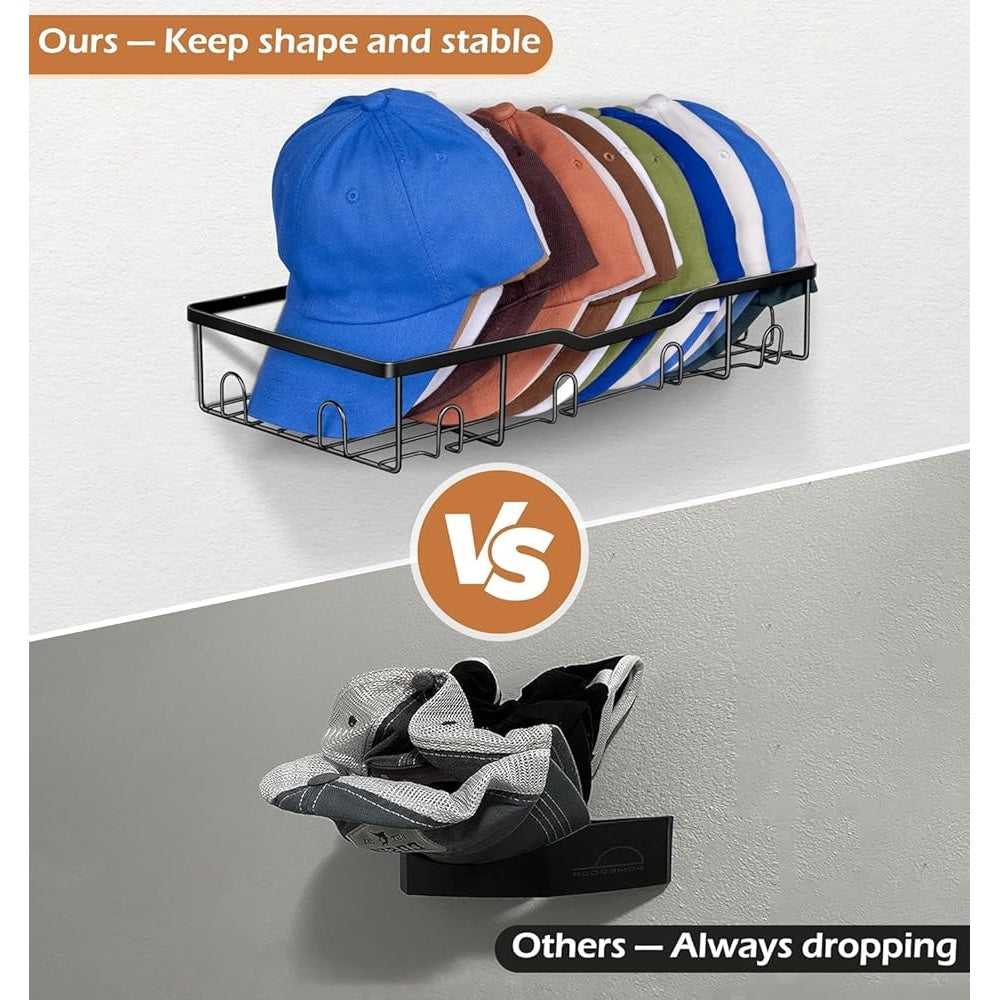 Metal Hat Rack Organizer - Holds 40 Caps, Space-Saving Design
