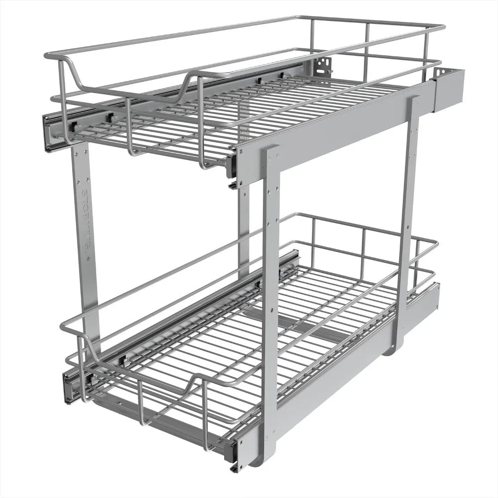 Pull Out Cabinet Organizer - 2 Tier Slide Out Drawers 11"x22"