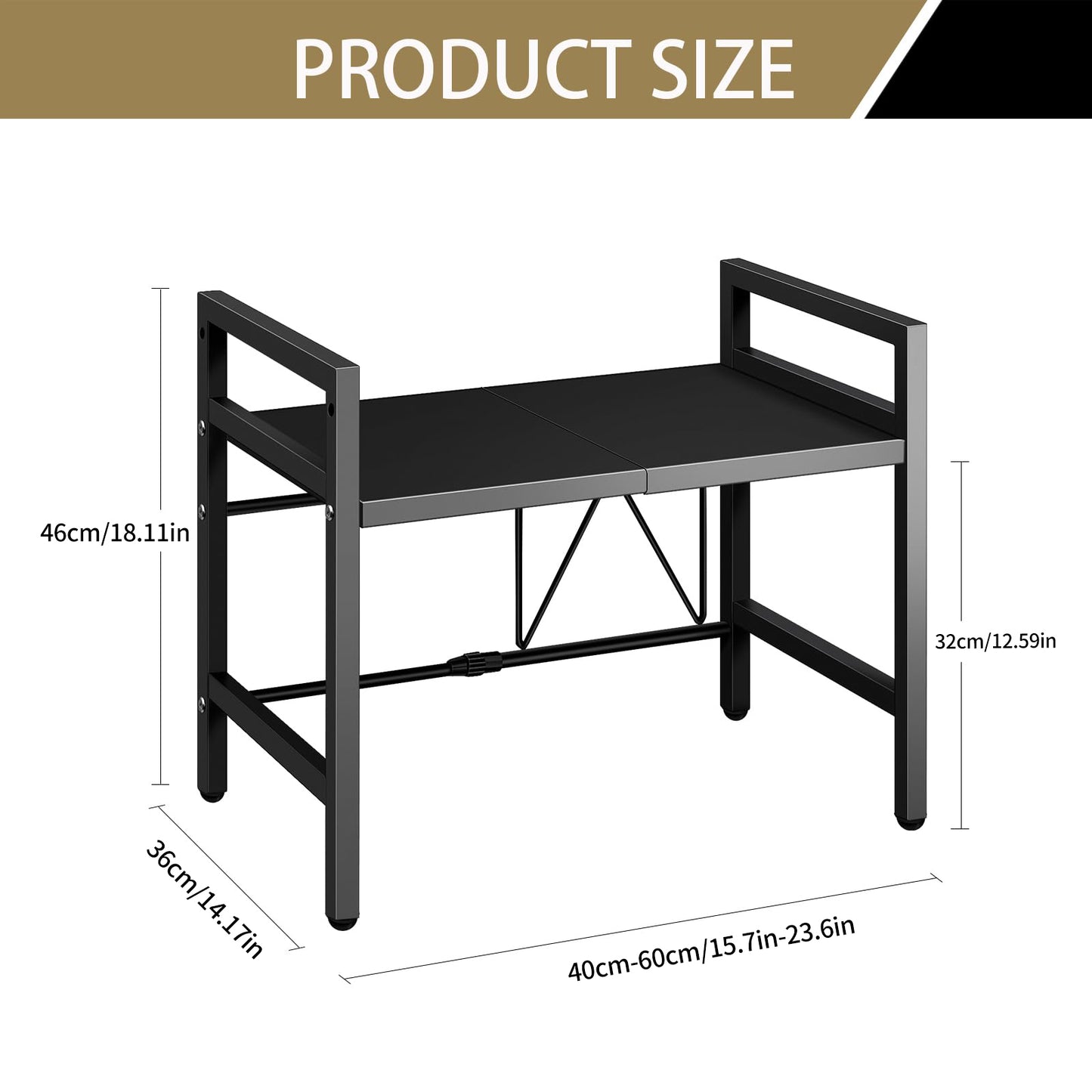 Expandable Microwave Shelf Organizer - Adjustable 16-25 inches