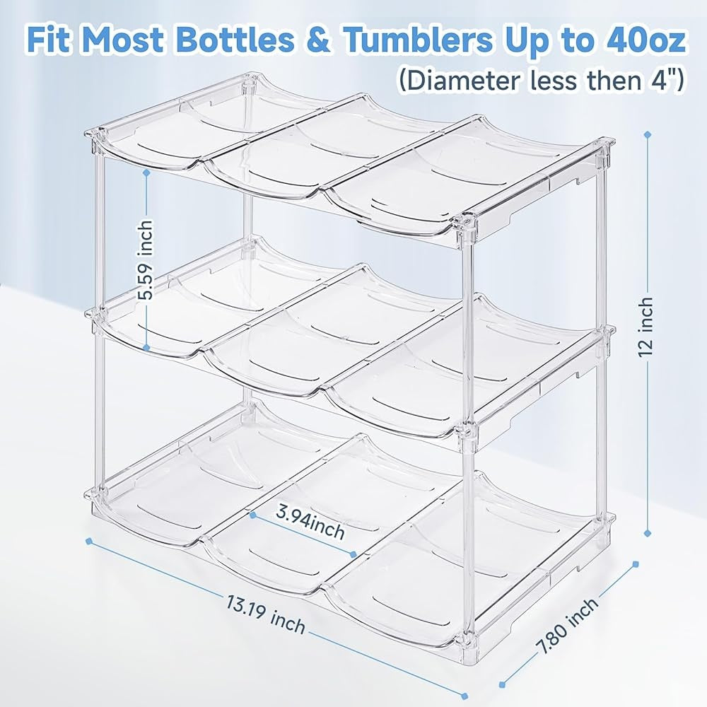 Stackable Water Bottle Organizer - Space Saver for Kitchen