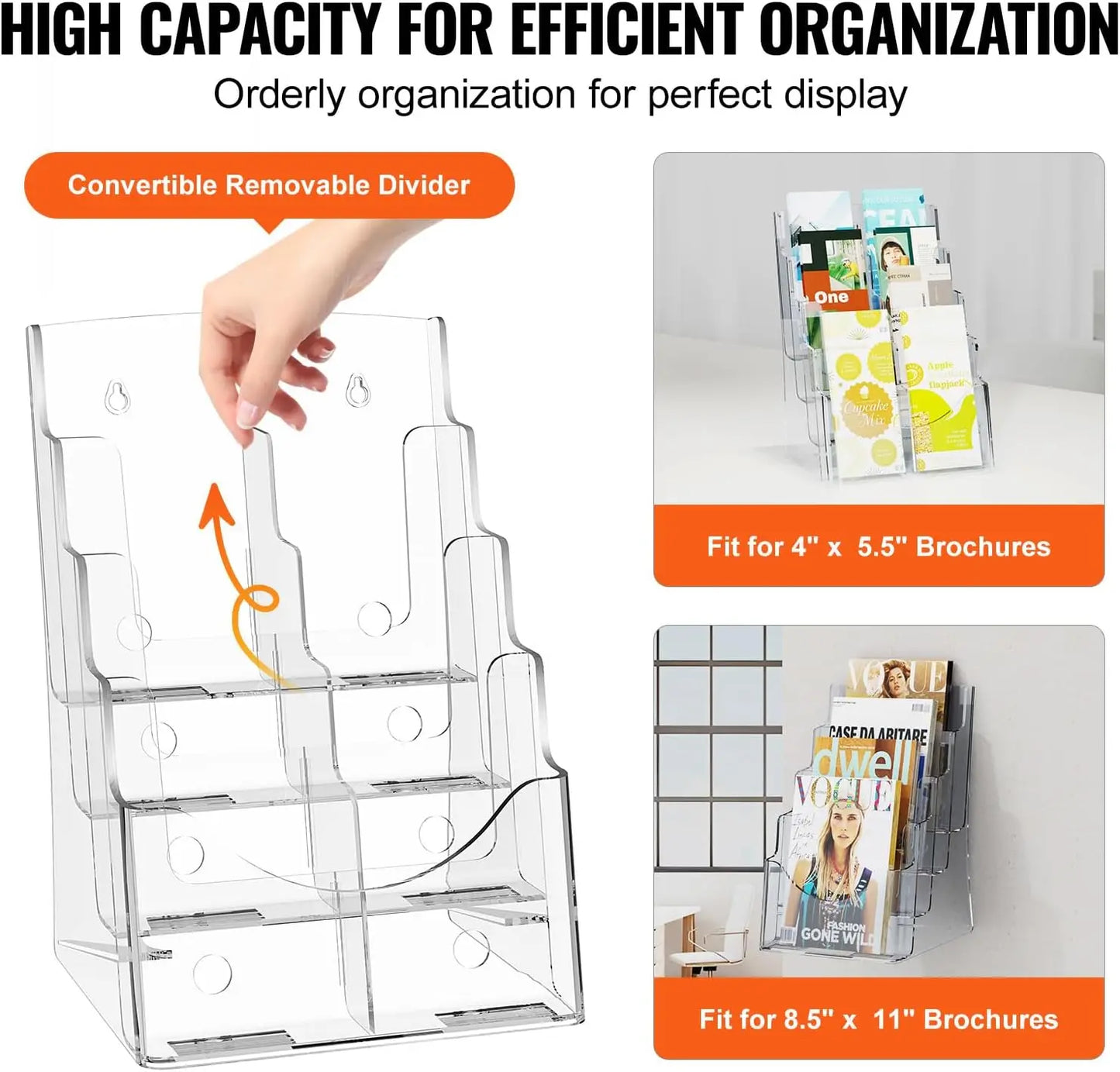 Acrylic Brochure Holder 8.5x11 - 4-Tier Display Stand