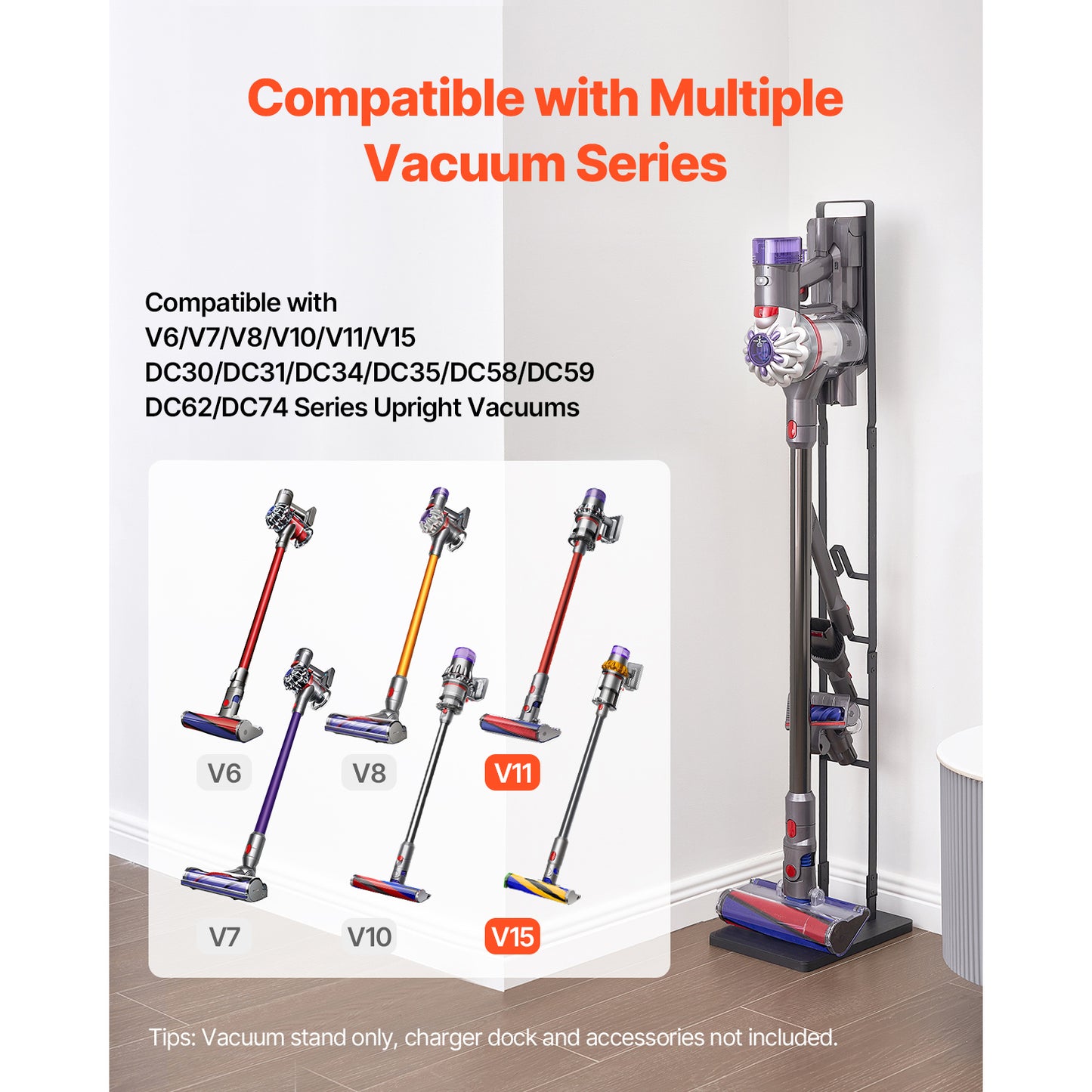 Dyson Vacuum Stand Holder - Stable, No-Drill, 4 Hooks