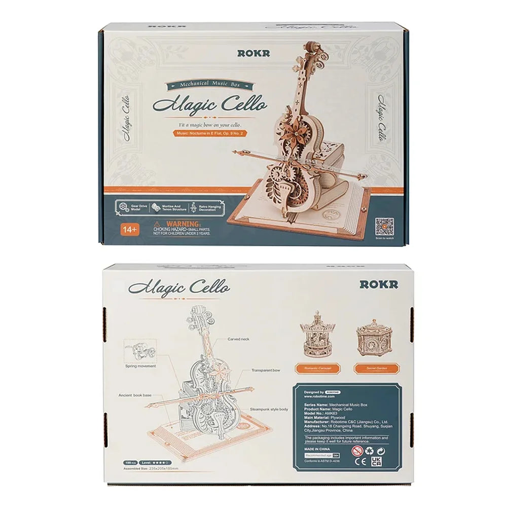 ROKR 3D Cello Music Box Puzzle - Retro Magic Toy for Girls