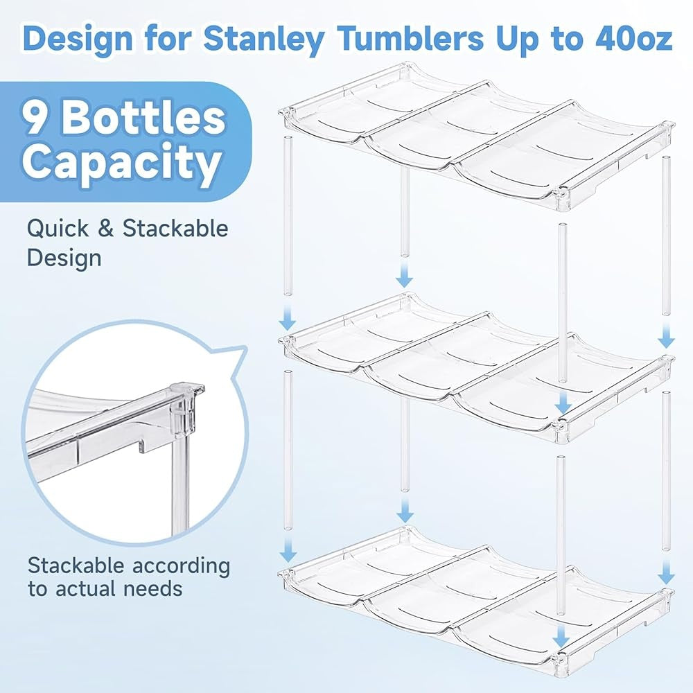Stackable Water Bottle Organizer - Space Saver for Kitchen