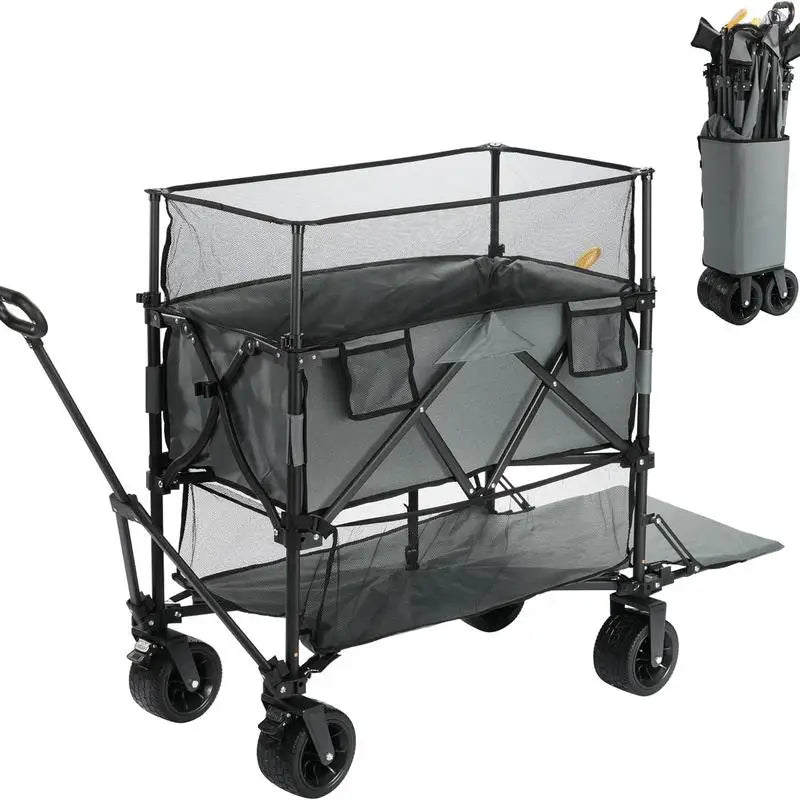 Double Decker Wagon - 450lbs Foldable Cart with Big Wheels