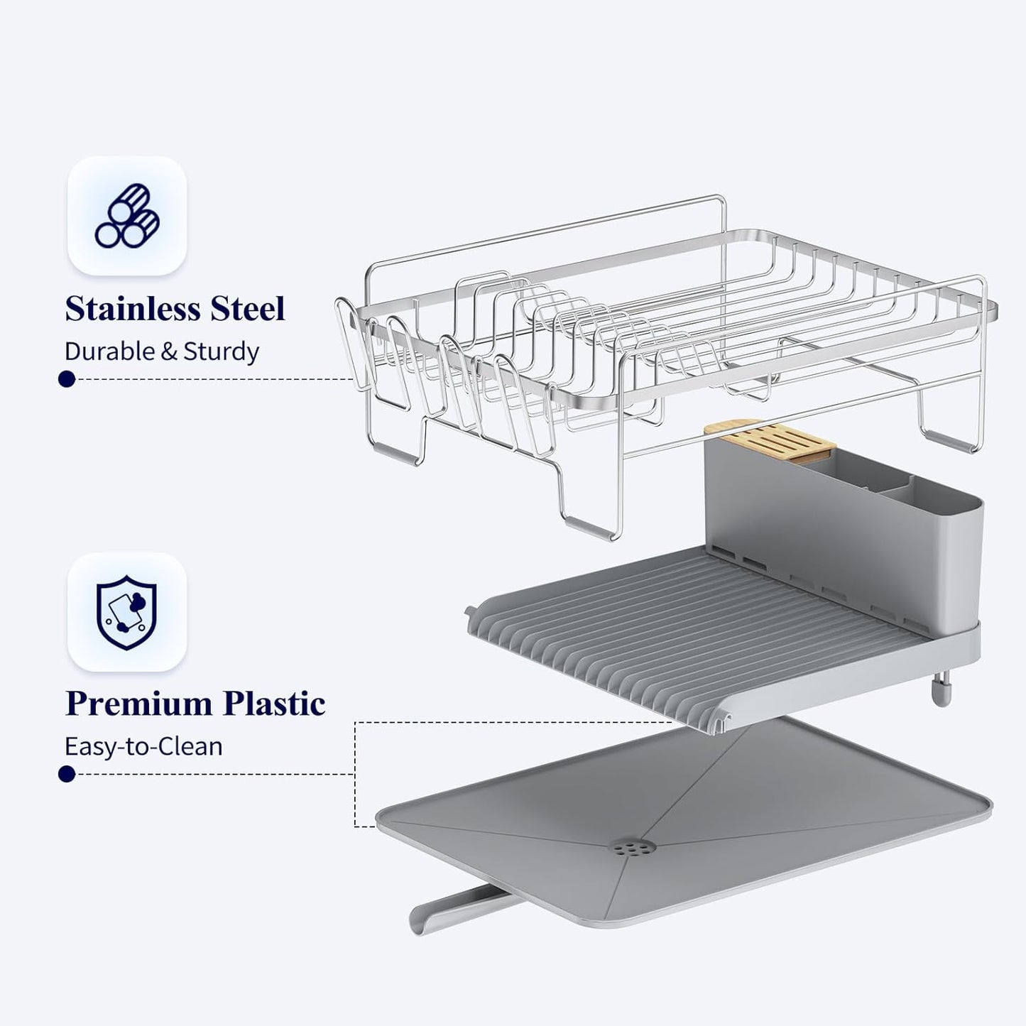 Extendable Dish Drying Rack - Anti-Rust, Multifunctional Design