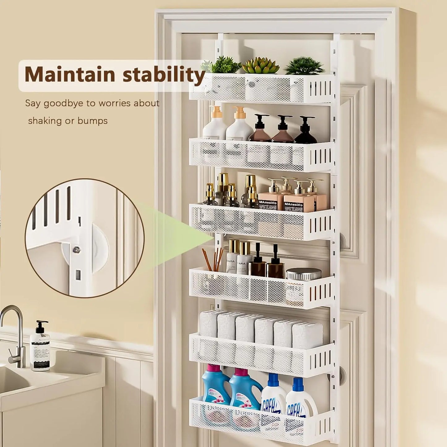6-Tier Mesh Door Organizer: Adjustable Spice Rack for Kitchen