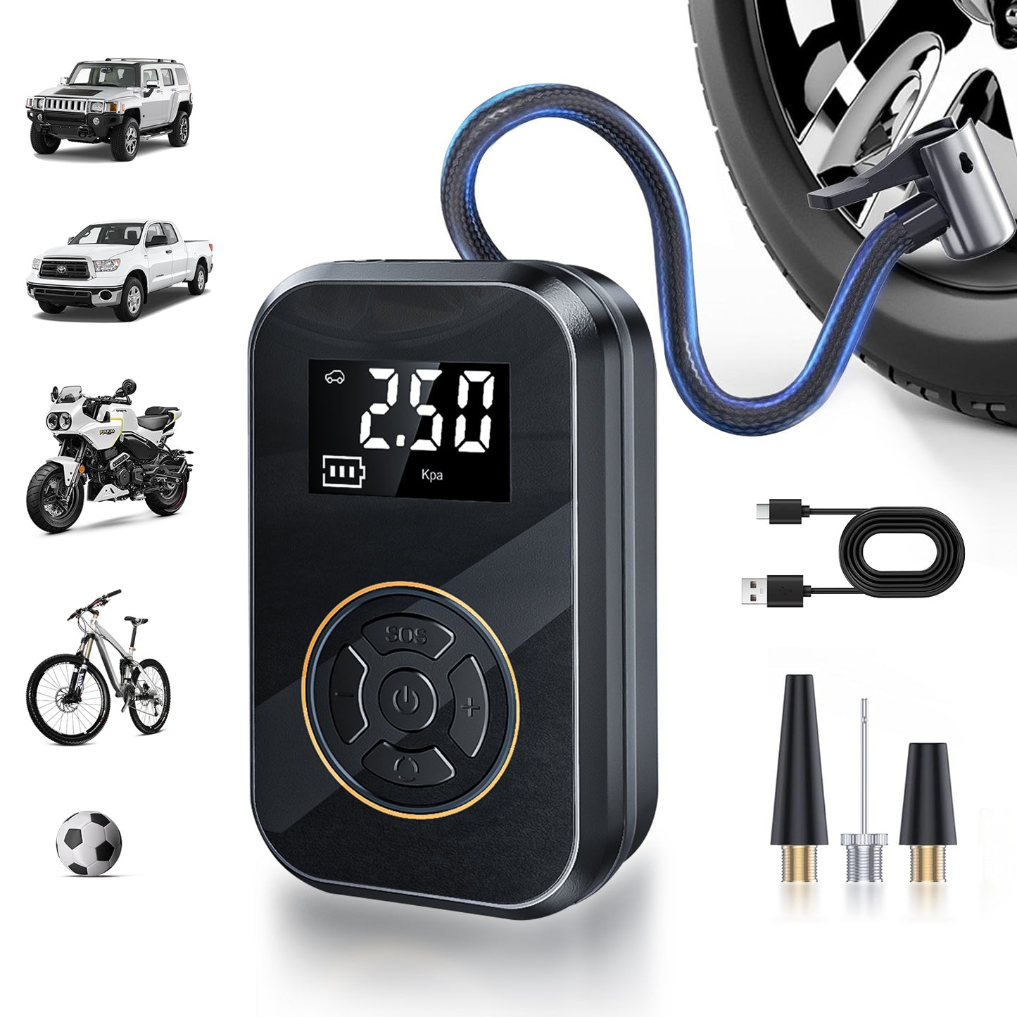 Portable Tire Inflator - Rapid Electric Air Pump with LCD Display