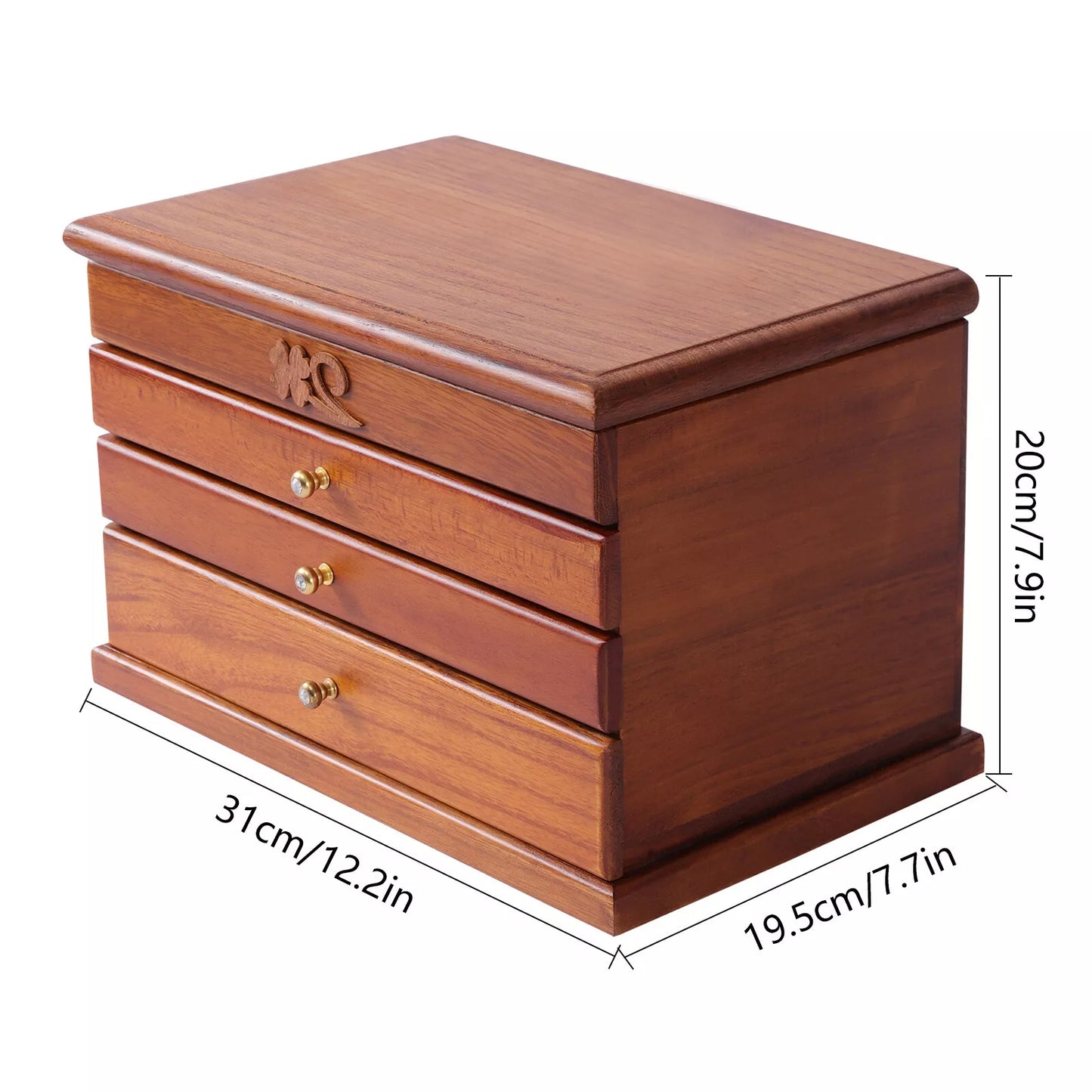 Wooden Jewelry Box Organizer - 4-Layer Storage with Drawer