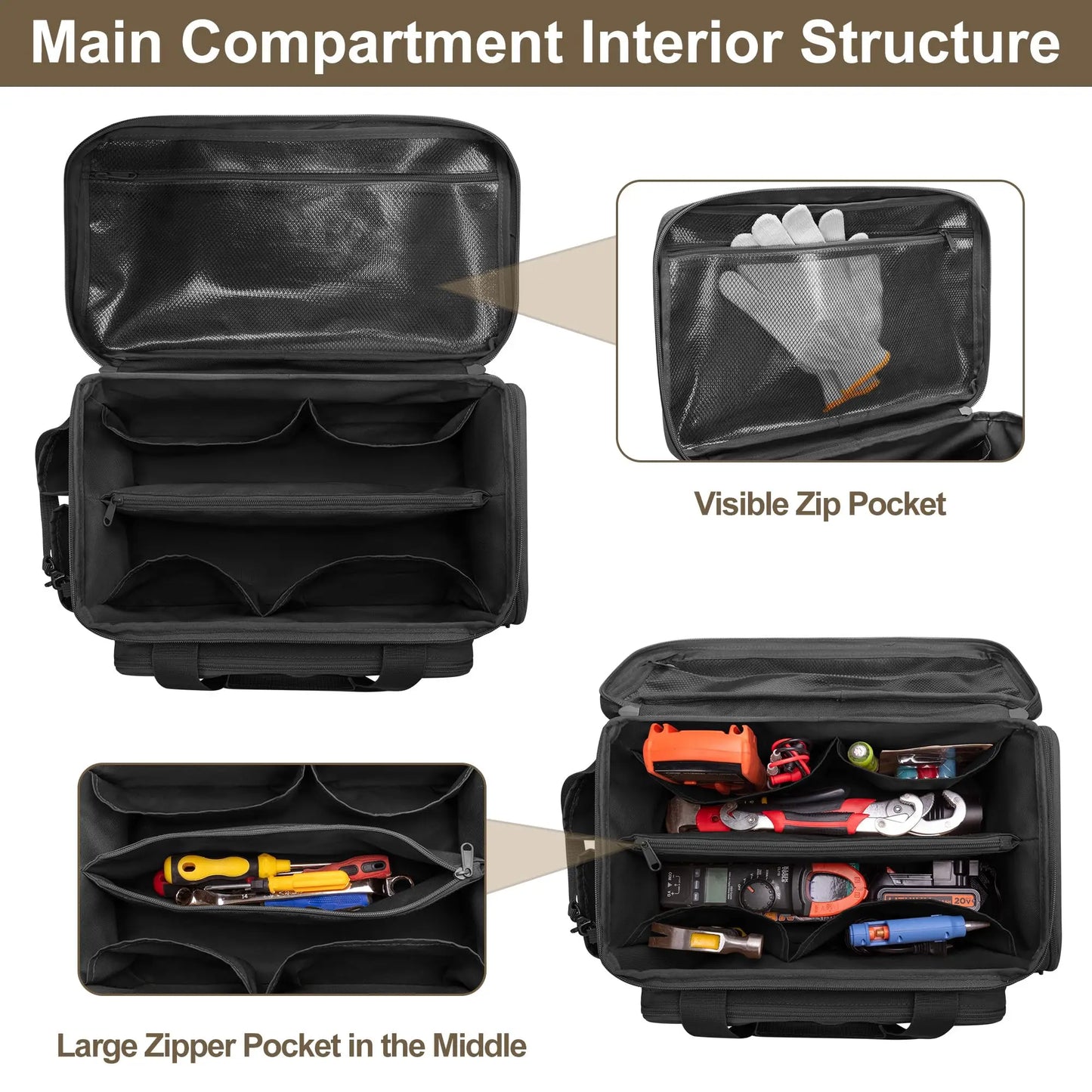 14" Tactical Tool Bag - Heavy Duty, Non-Slip, Multi-Purpose