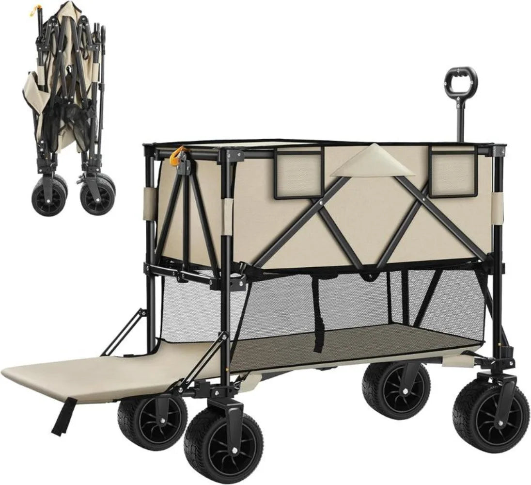 Double Decker Wagon - 450lbs Foldable Cart with Big Wheels