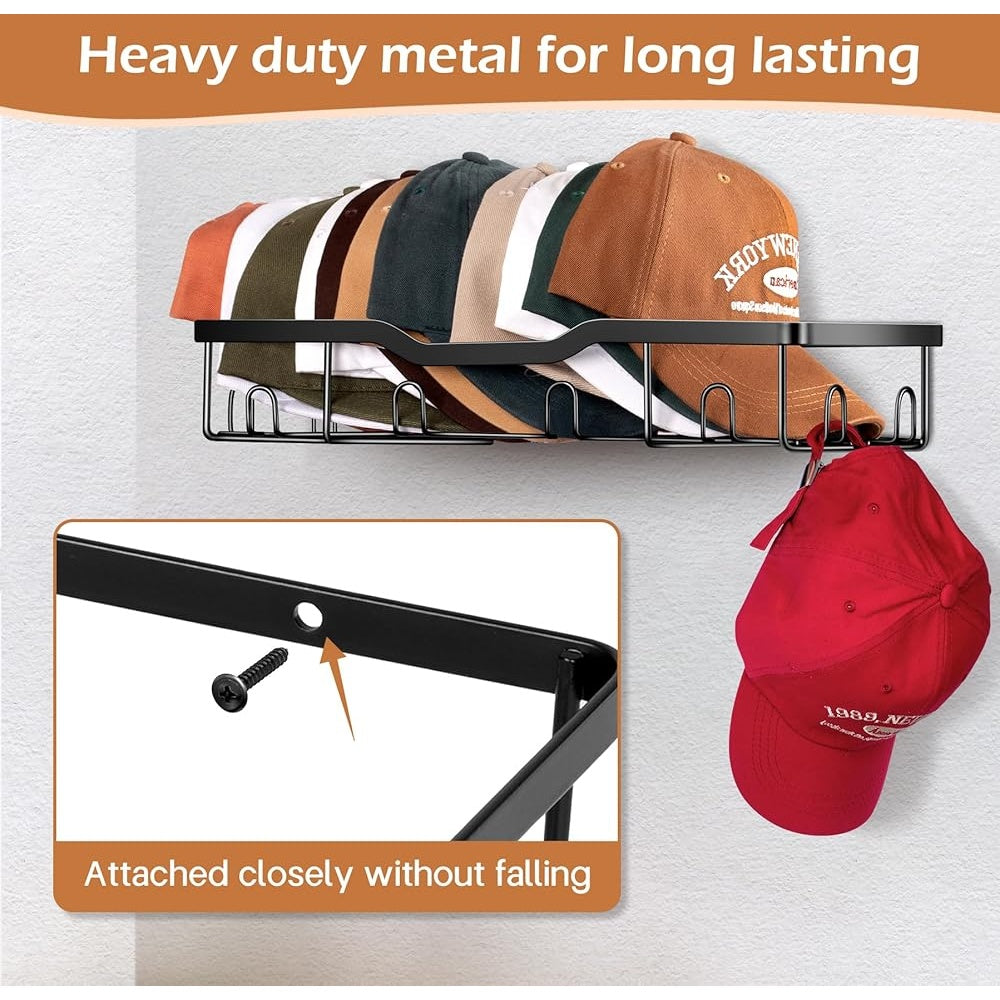 Metal Hat Rack Organizer - Holds 40 Caps, Space-Saving Design
