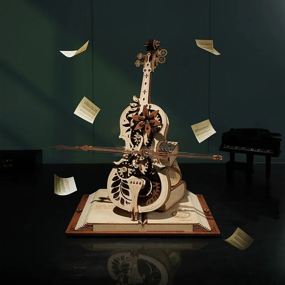 ROKR 3D Cello Music Box Puzzle - Retro Magic Toy for Girls