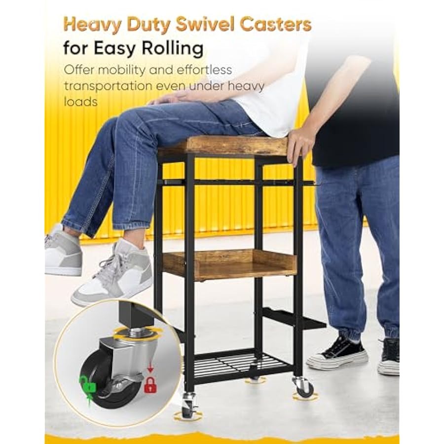 Power Tool Organizer Cart: 4-Tier Heavy Duty Rolling Storage
