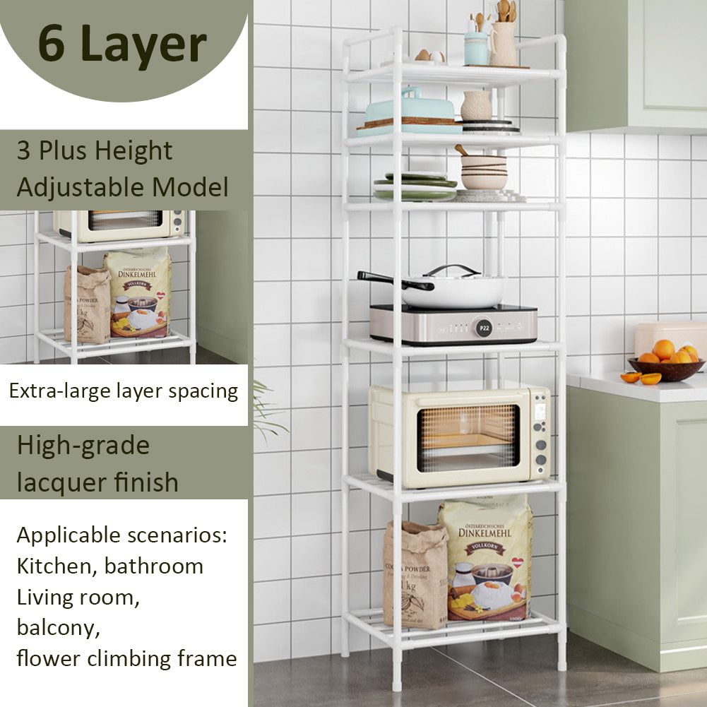 6 Tier Metal Storage Shelf - Versatile Kitchen & Bathroom Rack
