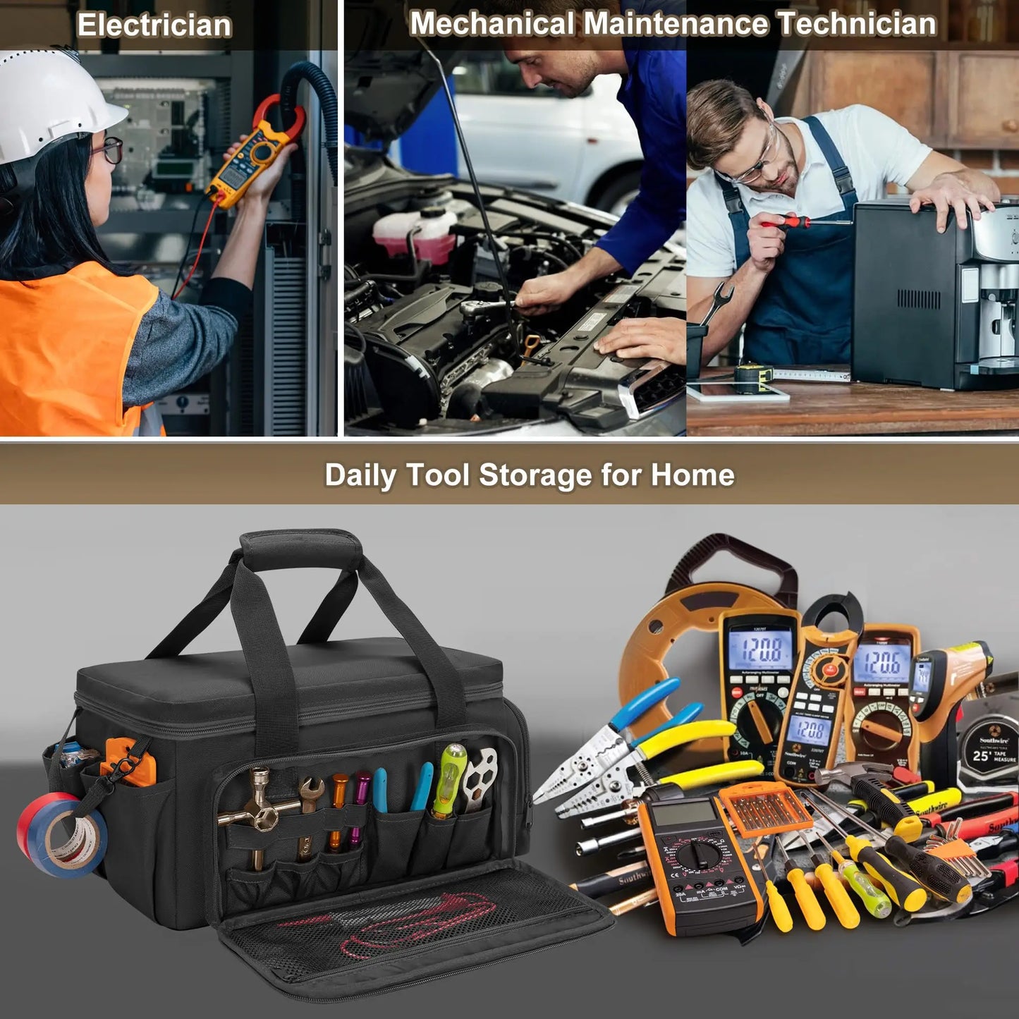 14" Tactical Tool Bag - Heavy Duty, Non-Slip, Multi-Purpose