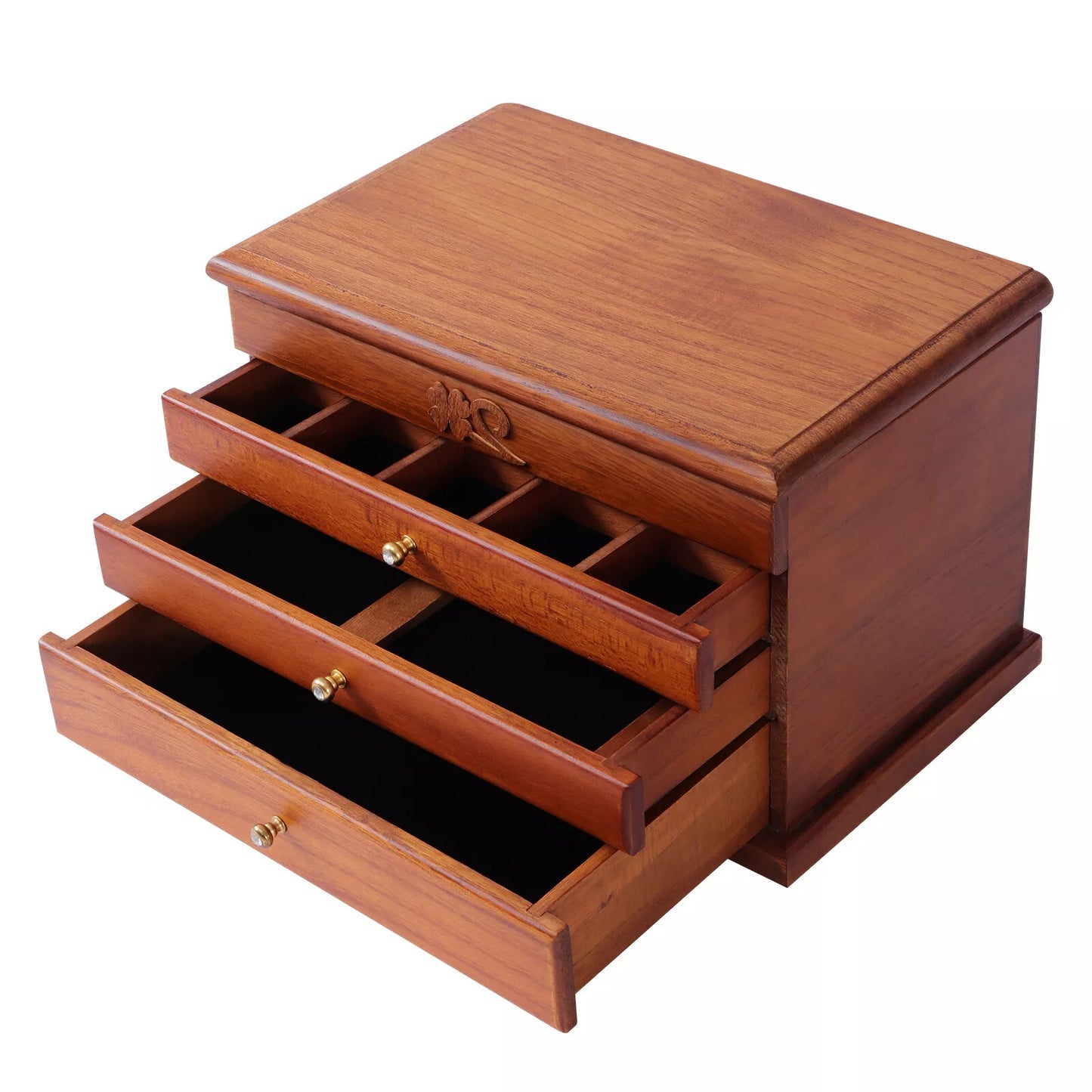 Wooden Jewelry Box Organizer - 4-Layer Storage with Drawer
