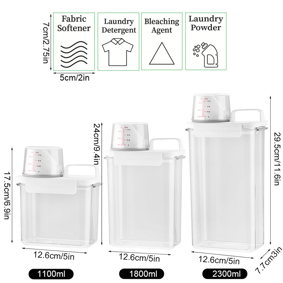 Airtight Laundry Detergent Dispenser - 1100/1800/2300ml Storage