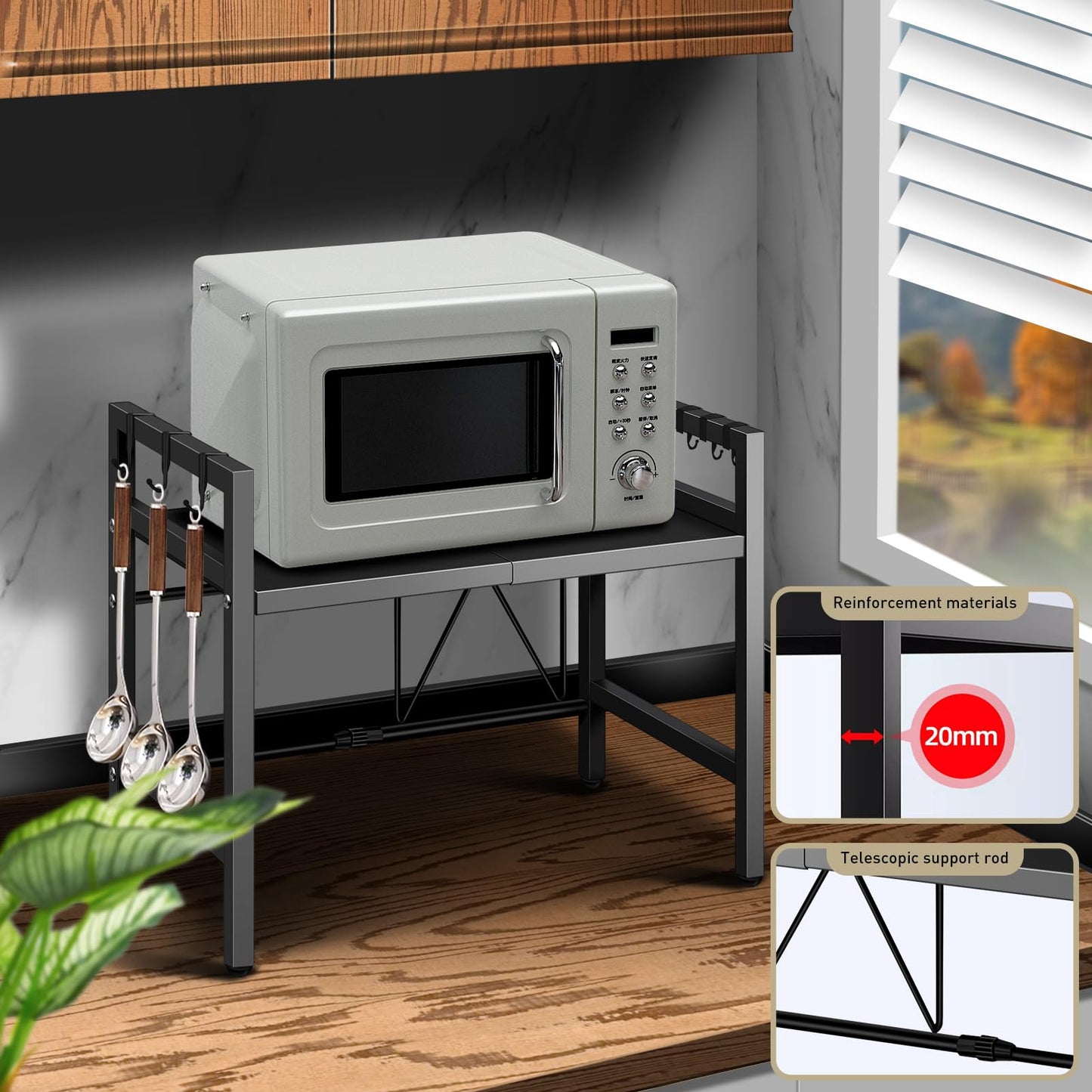 Expandable Microwave Shelf Organizer - Adjustable 16-25 inches