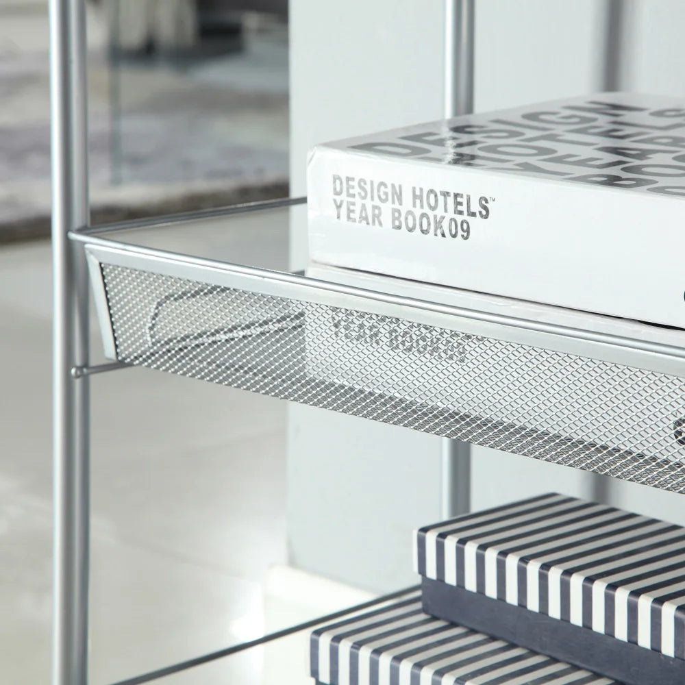 Honeycomb Mesh 5-Layer Storage Cart with Wheels - Silver