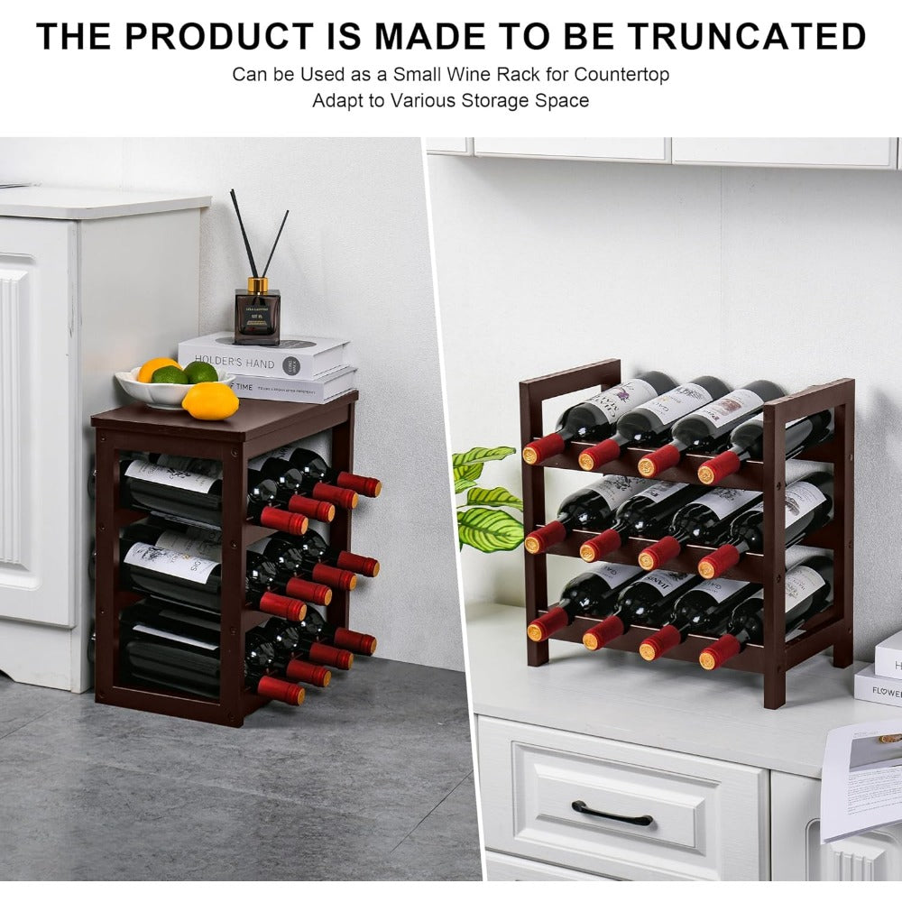 Bamboo Wine Rack 6-Tier Floor Stand - Holds 24 Bottles