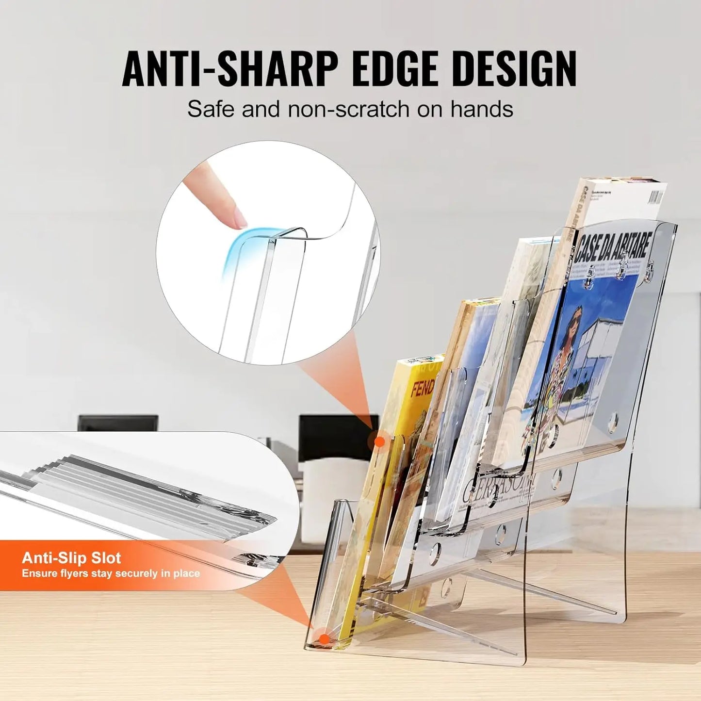 Acrylic Brochure Holder 8.5x11 - 4-Tier Display Stand