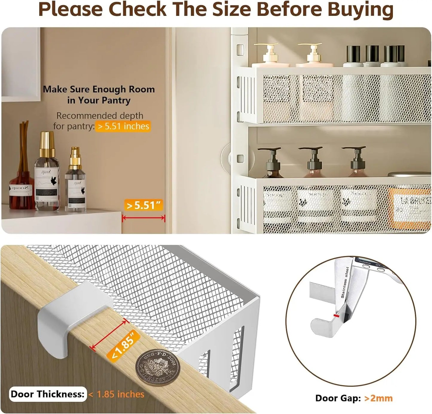 6-Tier Mesh Door Organizer: Adjustable Spice Rack for Kitchen