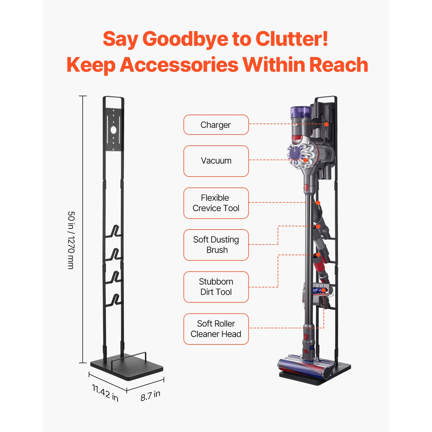 Dyson Vacuum Stand Holder - Stable, No-Drill, 4 Hooks