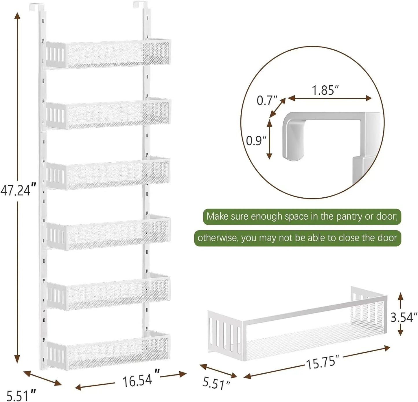 6-Tier Mesh Door Organizer: Adjustable Spice Rack for Kitchen