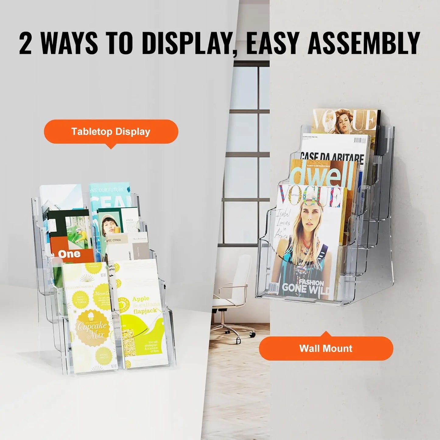Acrylic Brochure Holder 8.5x11 - 4-Tier Display Stand