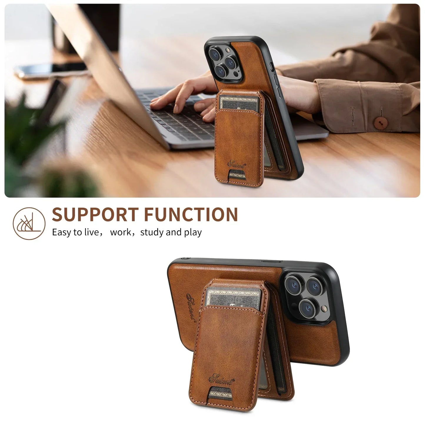 Magsafe Magnetic Phone Case with Detachable Wallet Leather Case for iPhone 12 13 14 15 16 Pro Max Plus