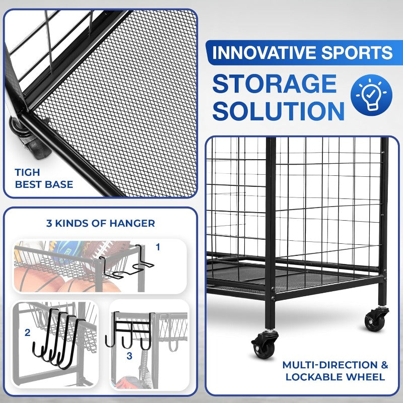 Sports Equipment Organizer - Steel Ball Storage Cart