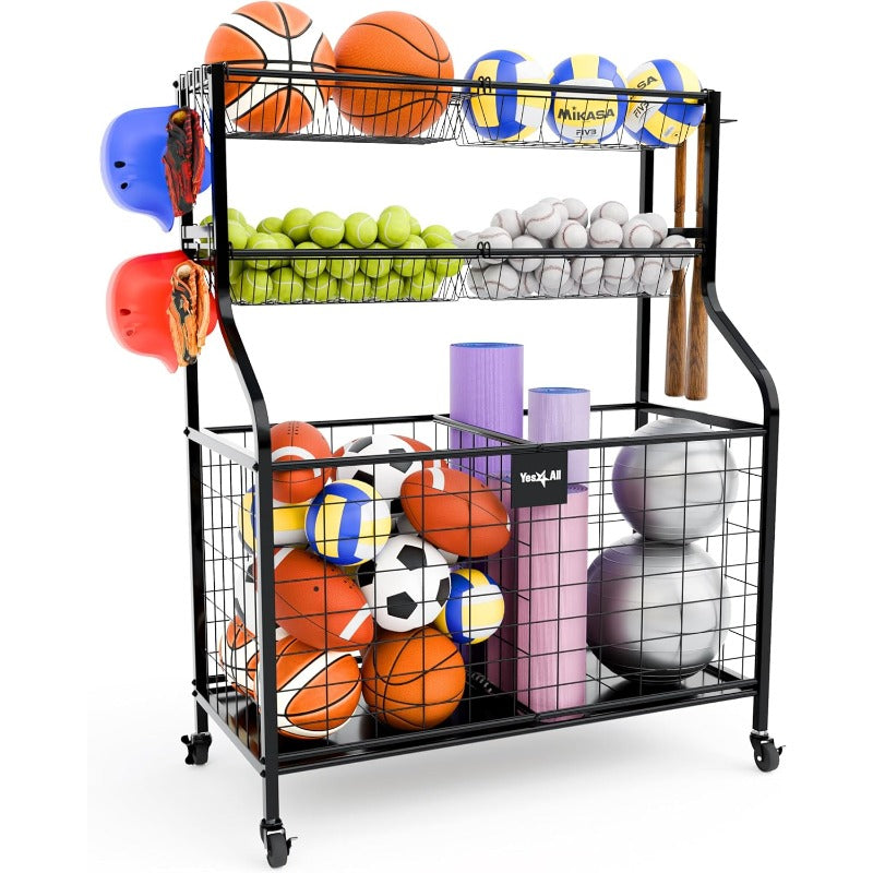 Sports Equipment Organizer - Steel Ball Storage Cart