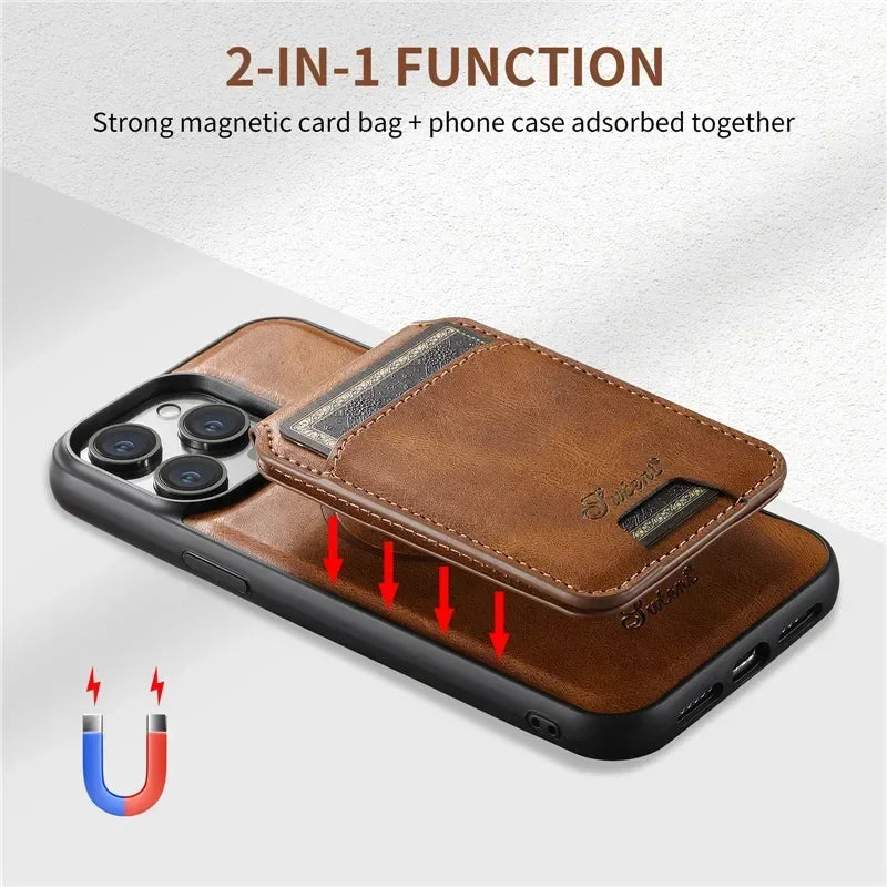 Magsafe Magnetic Phone Case with Detachable Wallet Leather Case for iPhone 12 13 14 15 16 Pro Max Plus