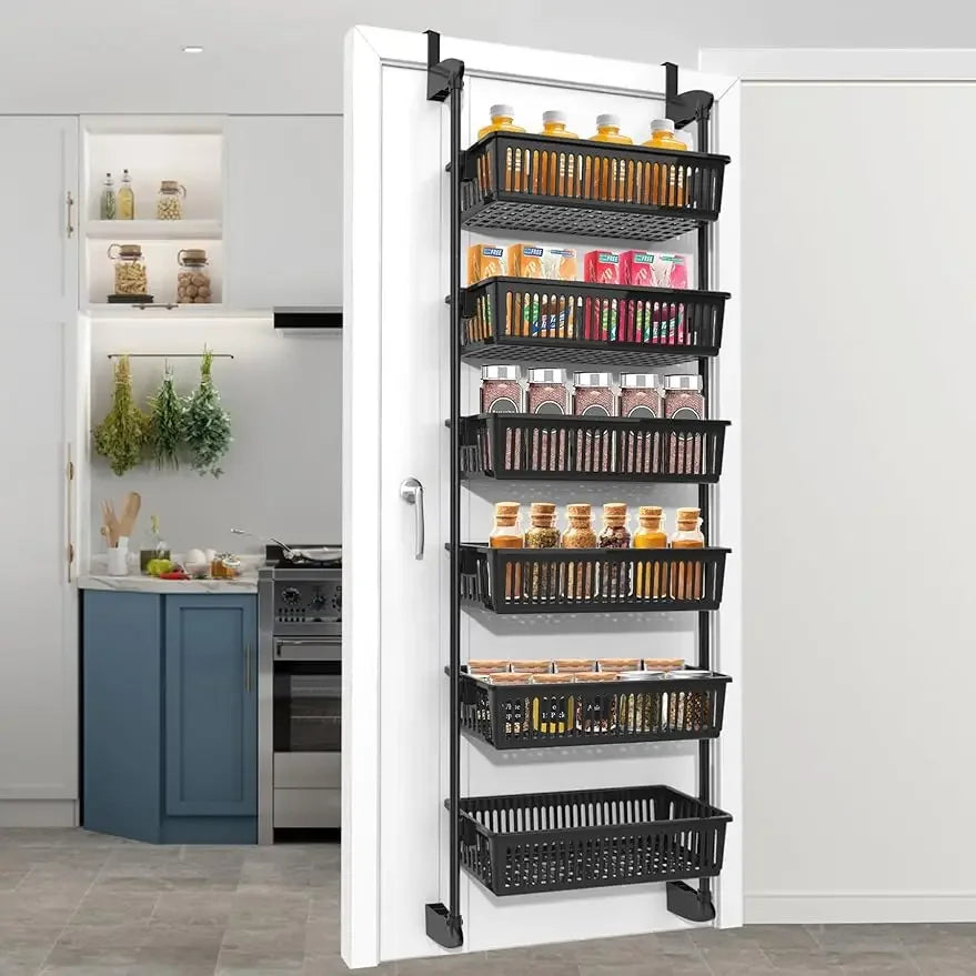 Pantry Door Organizer - 6-Tier Adjustable Heavy-Duty Storage