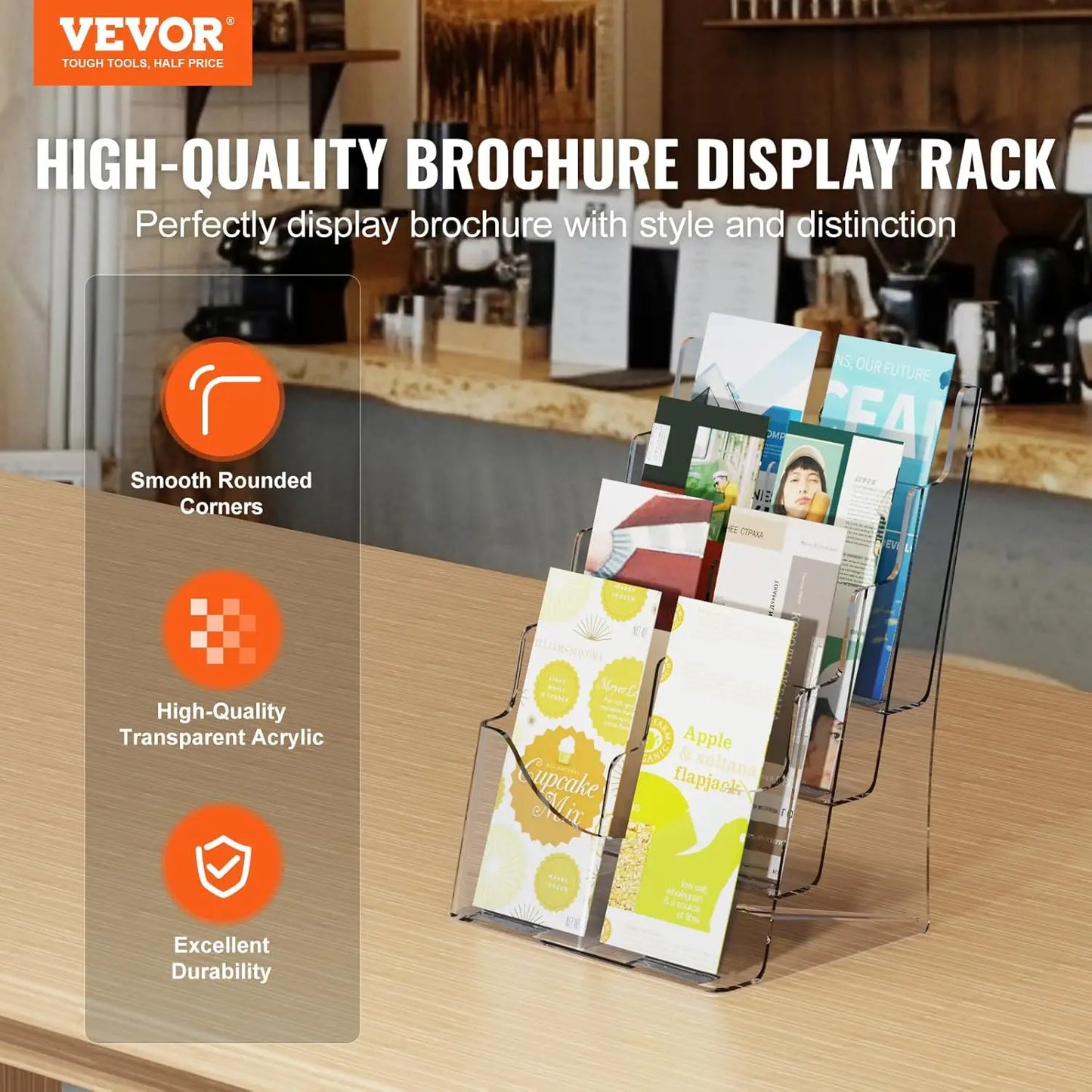 Acrylic Brochure Holder 8.5x11 - 4-Tier Display Stand