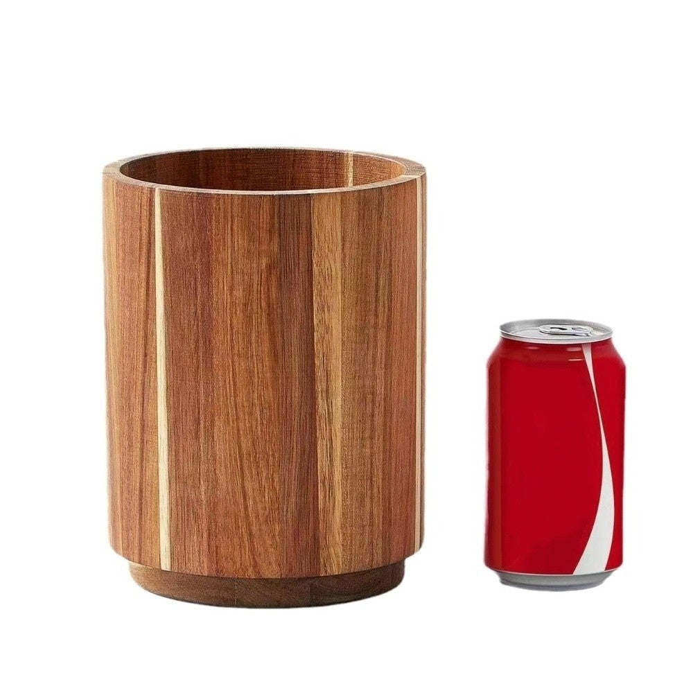 Wooden Utensil Holder 360° Rotatable Non-Slip Kitchen Organizer
