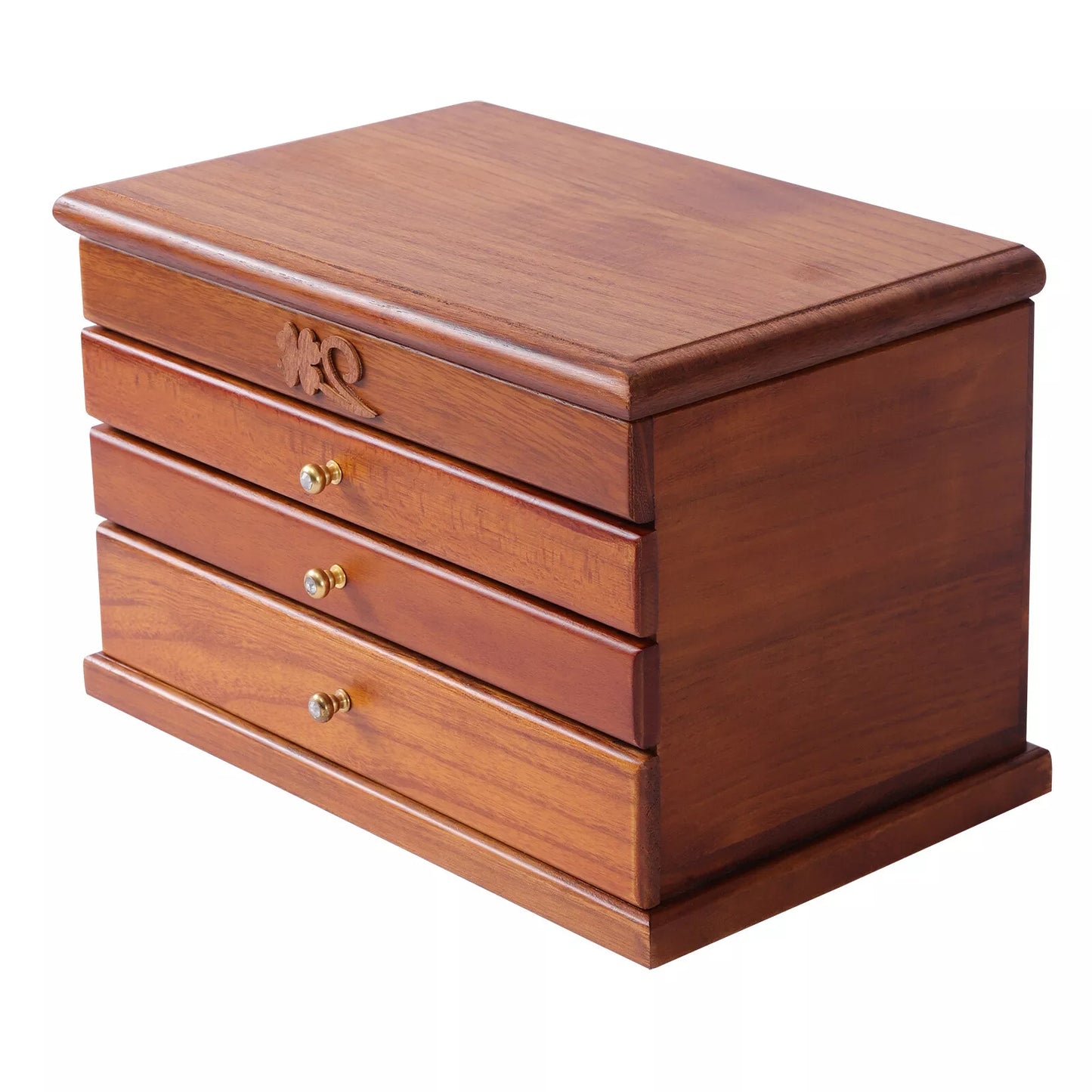 Wooden Jewelry Box Organizer - 4-Layer Storage with Drawer